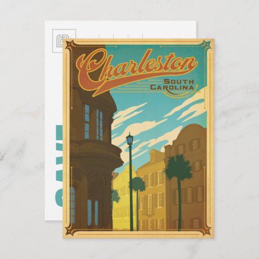 Save the date | Charleston, SC Aankondigingskaart (Voorkant / Achterkant)