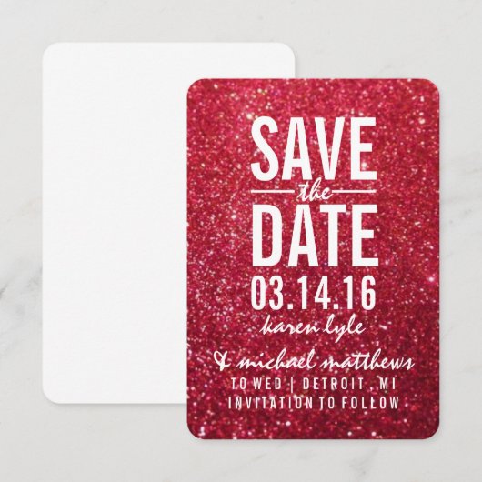 Save the Date | Cherry Glitter Fab (Voorkant / Achterkant)