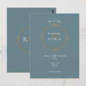 Save the Date Chic Elegant Gouden Bloemenguirlande Briefkaart (Voorkant / Achterkant)