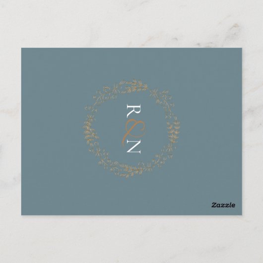 Save the Date Chic Elegant Gouden Bloemenguirlande Briefkaart (Achterkant)