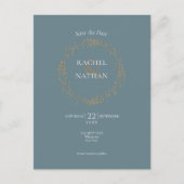 Save the Date Chic Elegant Gouden Bloemenguirlande Briefkaart (Voorkant)