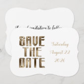 Save The Date Chic Gouden Typografie Bruiloft Fees (Voorkant / Achterkant)