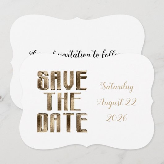 Save The Date Chic Gouden Typografie Trouwfeest (Voorkant / Achterkant)