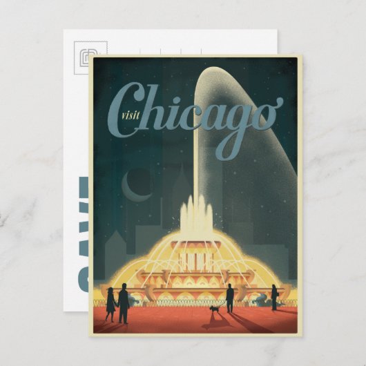 Save the date | Chicago, IL - Bezoek Chicago Aankondigingskaart (Voorkant / Achterkant)