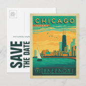 Save the date | Chicago, IL - Geniet van het meer Aankondigingskaart (Voorkant / Achterkant)