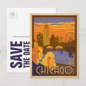 Save the date | Chicago, IL - Navy Pier Aankondigingskaart (Voorkant / Achterkant)
