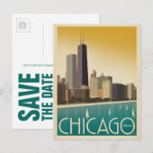 Save the date | Chicago, IL - Skyline Aankondigingskaart (Voorkant / Achterkant)