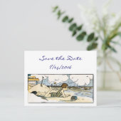 Save the Date Child  Beach Art Briefkaart (Staand voorkant)