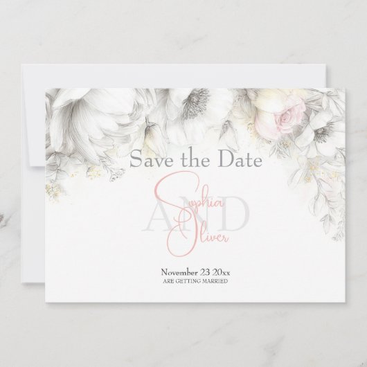 Save the Date | Classic Modern Ivory and Blush  Kaart (Voorkant)