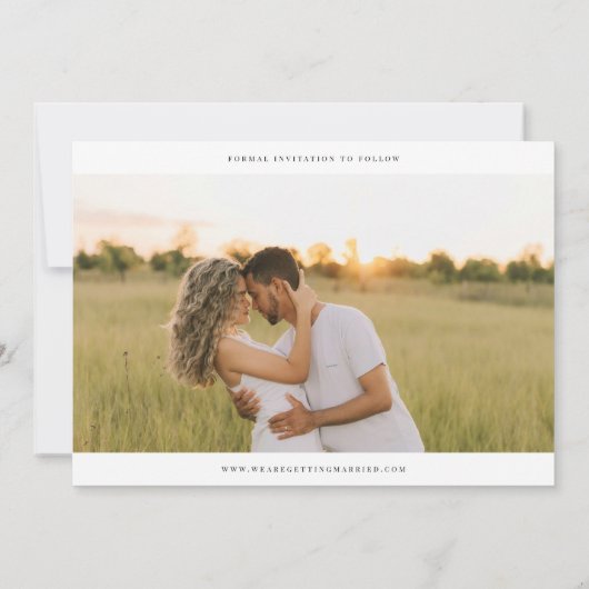 Save The Date Classic Script Full Bleed Wedding Aankondiging (Achterkant)