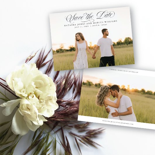 Save The Date Classic Script Full Bleed Wedding Aankondiging