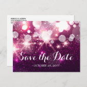Save the Date Classy Pink Glamour Glitter Sparkles Aankondigingskaart (Voorkant / Achterkant)