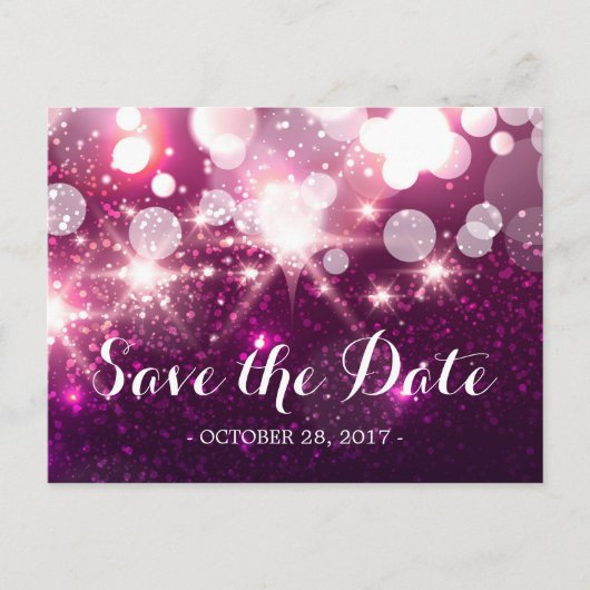 Save the Date Classy Pink Glamour Glitter Sparkles Aankondigingskaart (Voorkant)