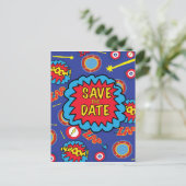 Save the Date Comic Heroes Briefkaart (Staand voorkant)
