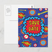 Save the Date Comic Heroes Briefkaart (Voorkant / Achterkant)