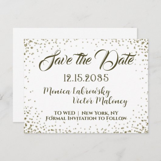 Save the date | CONFETTI Aankondigingskaart (Voorkant / Achterkant)