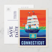 Save the date | Connecticut Uitnodiging Briefkaart (Voorkant / Achterkant)
