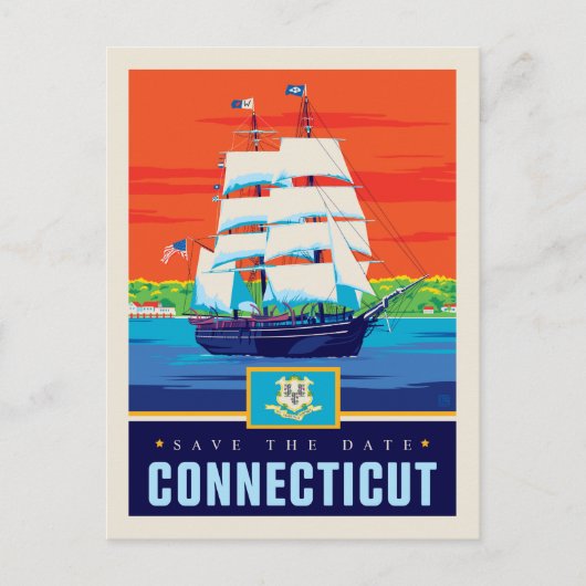 Save the date | Connecticut Uitnodiging Briefkaart (Voorkant)