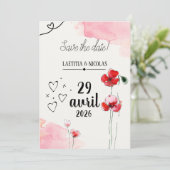 Save the date "Coquelicots" Kaart (Staand voorkant)