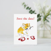 Save the date! Corgi-Briefkaart Aankondigingskaart (Staand voorkant)