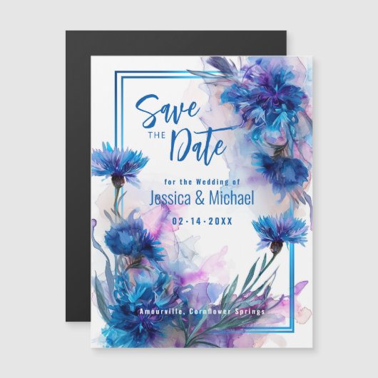 💍Save the Date Cornflowers en Lavendel Elegance (Voorkant / Achterkant)