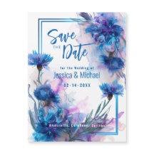 💍Save the Date Cornflowers en Lavendel Elegance