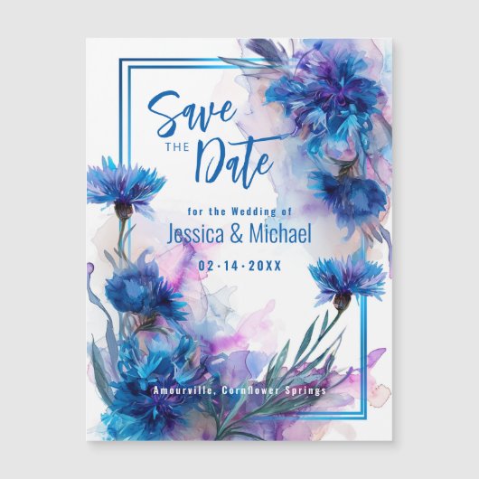 💍Save the Date Cornflowers en Lavendel Elegance (Voorkant)