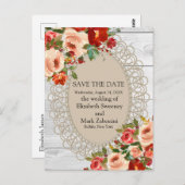 Save the Date Country Rustiek Wit Hout Briefkaart (Voorkant / Achterkant)