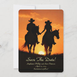 Save the Date Country Western Cowboy Cowgirl  Kaart