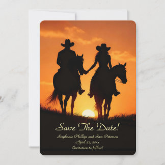 Save the Date Country Western Cowboy Cowgirl  Kaart