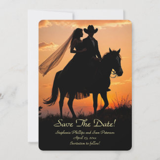 Save the Date Country Western Cowboy Cowgirl Kaart