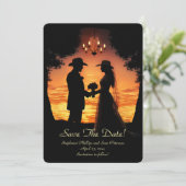 Save the Date Country Western Cowboy Cowgirl  Kaart (Staand voorkant)