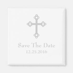 Save The Date Cross Magnet - Wit en Zilver