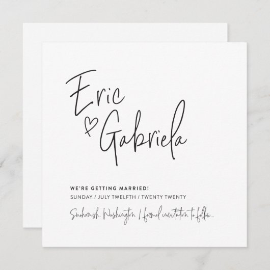 SAVE THE DATE custom design voor Eric & Gabriela Kaart (Voorkant / Achterkant)