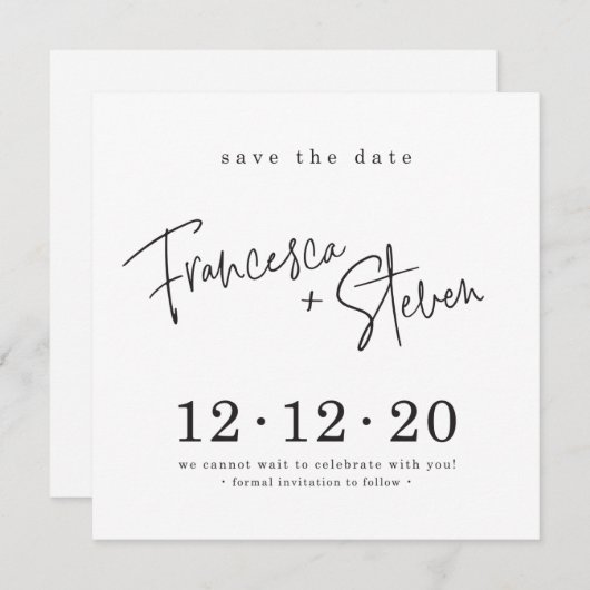 SAVE THE DATE custom design voor Francesca + Steve Kaart (Voorkant / Achterkant)