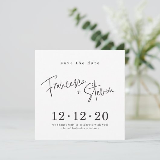 SAVE THE DATE custom design voor Francesca + Steve Kaart (Staand voorkant)