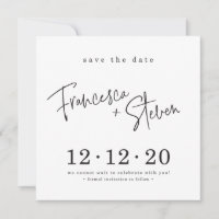 SAVE THE DATE custom design voor Francesca + Steve
