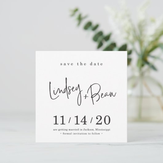 SAVE THE DATE custom design voor Lindsey + Beau Kaart (Staand voorkant)