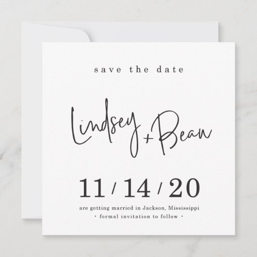 SAVE THE DATE custom design voor Lindsey + Beau Kaart (Voorkant)