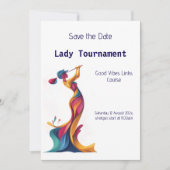 Save the Date Damengolf Turnier bunte Silhouette Kaart (Voorkant)