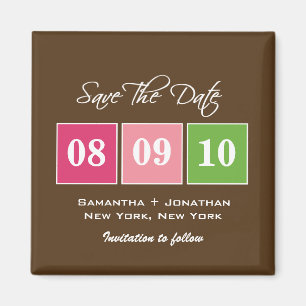 Save the date: Datumblokken - Fuchsia Green Magneet