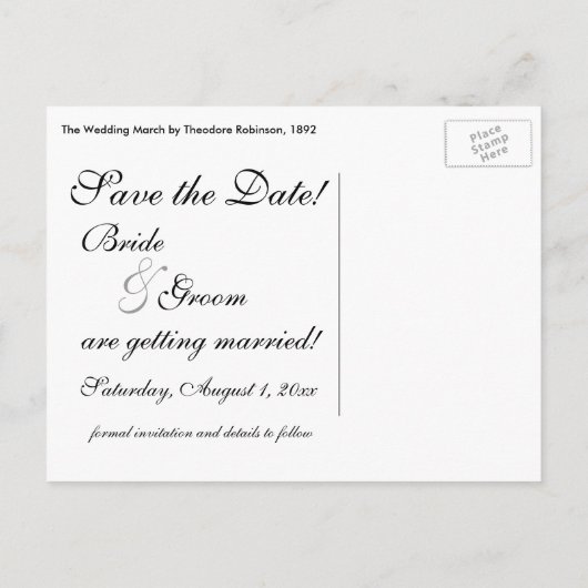 Save the date! De bruiloft door Robinson Aankondigingskaart (Achterkant)