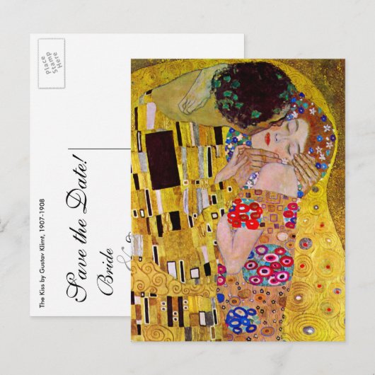 Save the date! De kus van Gustav Klimt Aankondigingskaart (Voorkant / Achterkant)