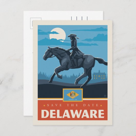 Save the date | Delaware Uitnodiging Briefkaart (Voorkant / Achterkant)