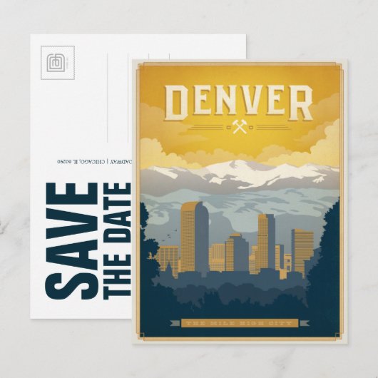 Save the date | Denver, CO Aankondigingskaart (Voorkant / Achterkant)