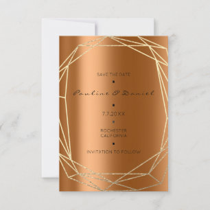 Save The Date Diamant Goud Koraal Zwart Monogram