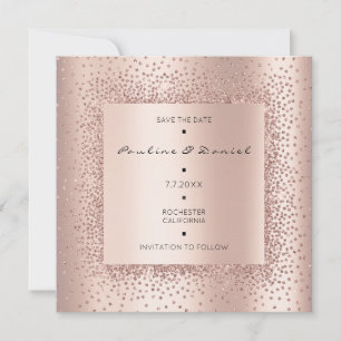 Save The Date Diamant Roze Goud Kristallen Monogra