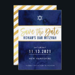 SAVE THE DATE donkerblauwe waterverf goudkleurige  Kaart<br><div class="desc">door kat massard >> kat@simplysweetPAPERIE.com <<<< een trendy uitnodigingsontwerp om de DATUM voor de BAR MITZVAH Opstelling van uw kind als sjabloon op te slaan is het eenvoudig voor u om uw eigen details toe te voegen, of op de aanpassingsknoop te drukken en u kunt tekst, doopvonten, grootte enz. toevoegen...</div>