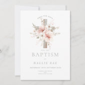 Save the Date Doop, Elegante Roze Bloemen Kaart (Voorkant)