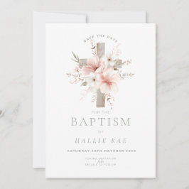 Save the Date Doop, Elegante Roze Bloemen Kaart